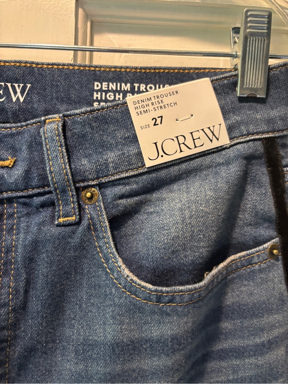 J. Crew high-rise semi-stretch trouser Jeans with black ribbon trim - Picture 2 of 4